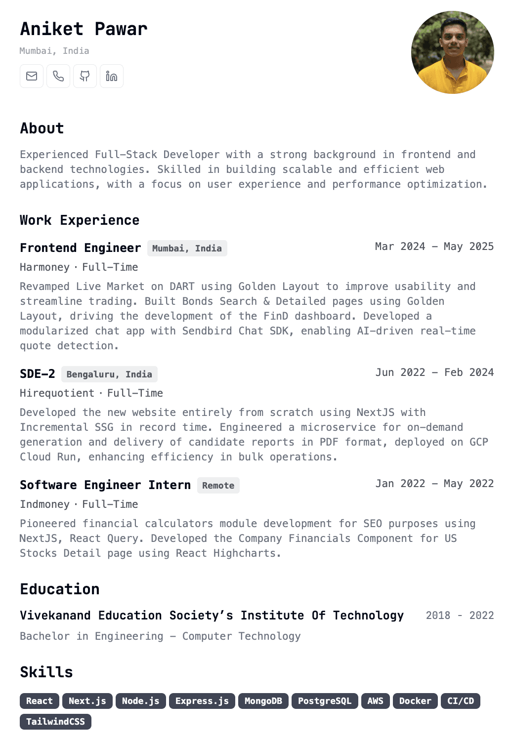 CV Website Preview
